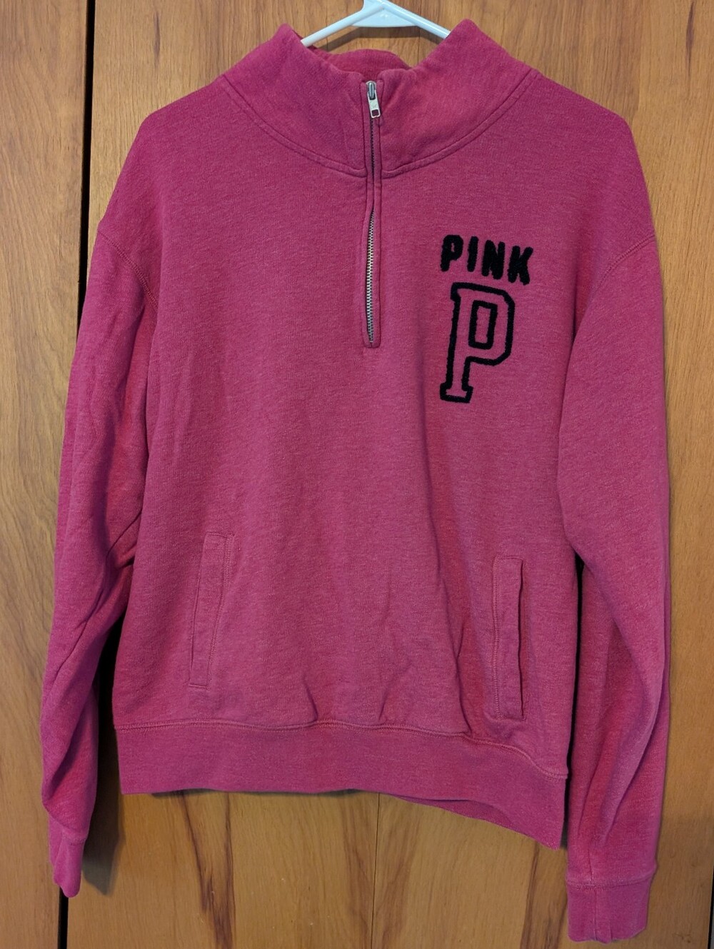 PINK Victoria's Secret Quarter-Zip Pullover Sweatshirt Pink Size Medium Women's